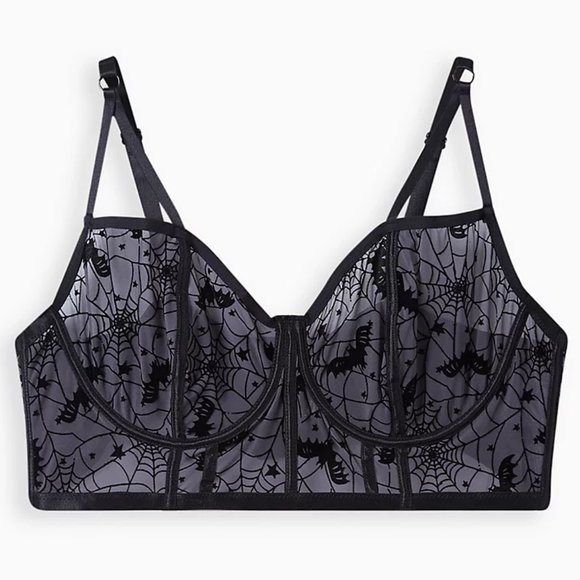❤️NWT VINTAGE TORRID BRA SPIDERWEB BATS PRINT UNDERWIRE BRALETTE - HALLOWEEN 4X - Picture 8 of 10
